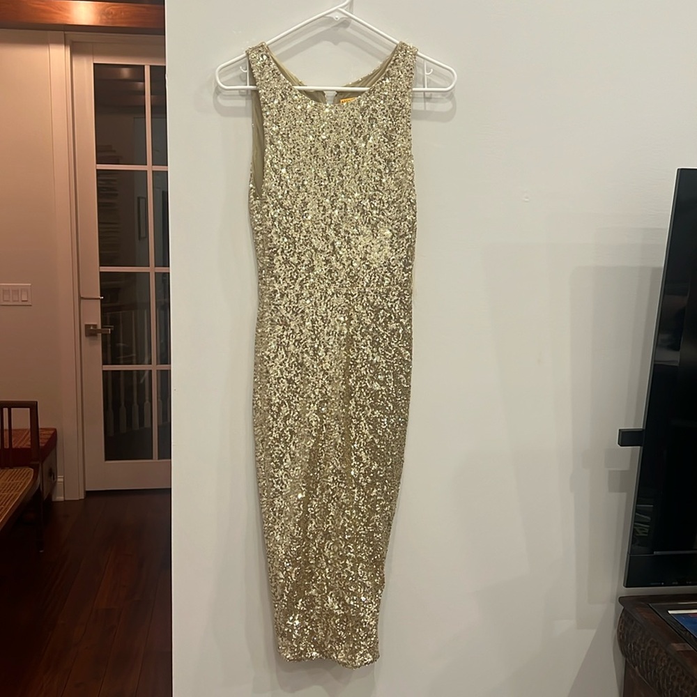 Gold Sequin Alice + Olivia Midi